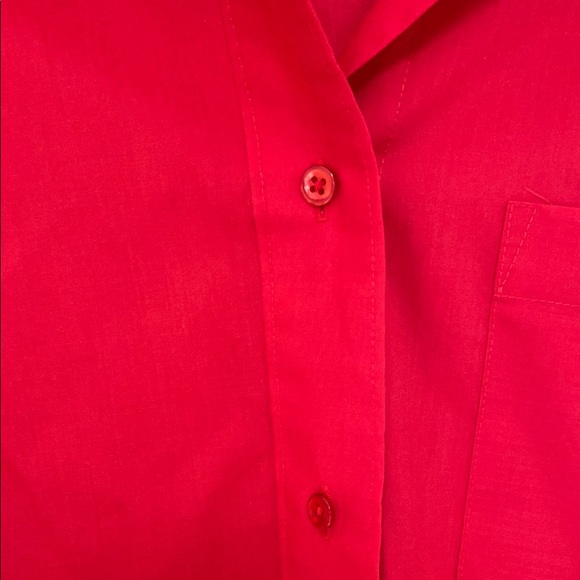 Foxcroft Red Long Sleeve Button Down Shirt with Notched Collar - Picture 5 of 7